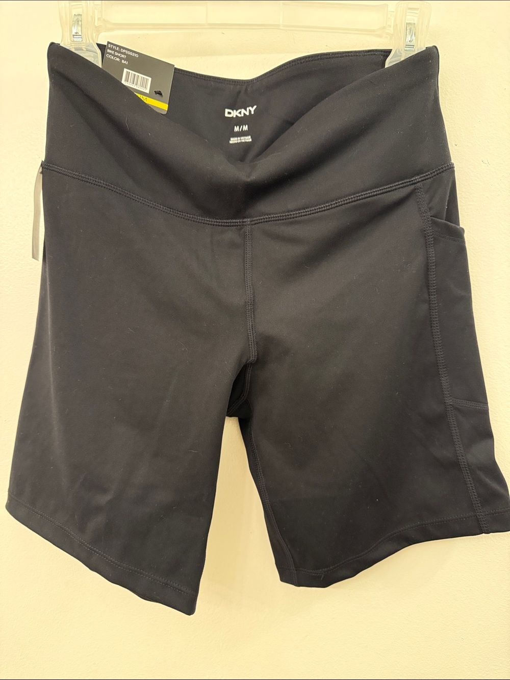 DKNY Black High-Waist Bike Shorts with Side Pocket